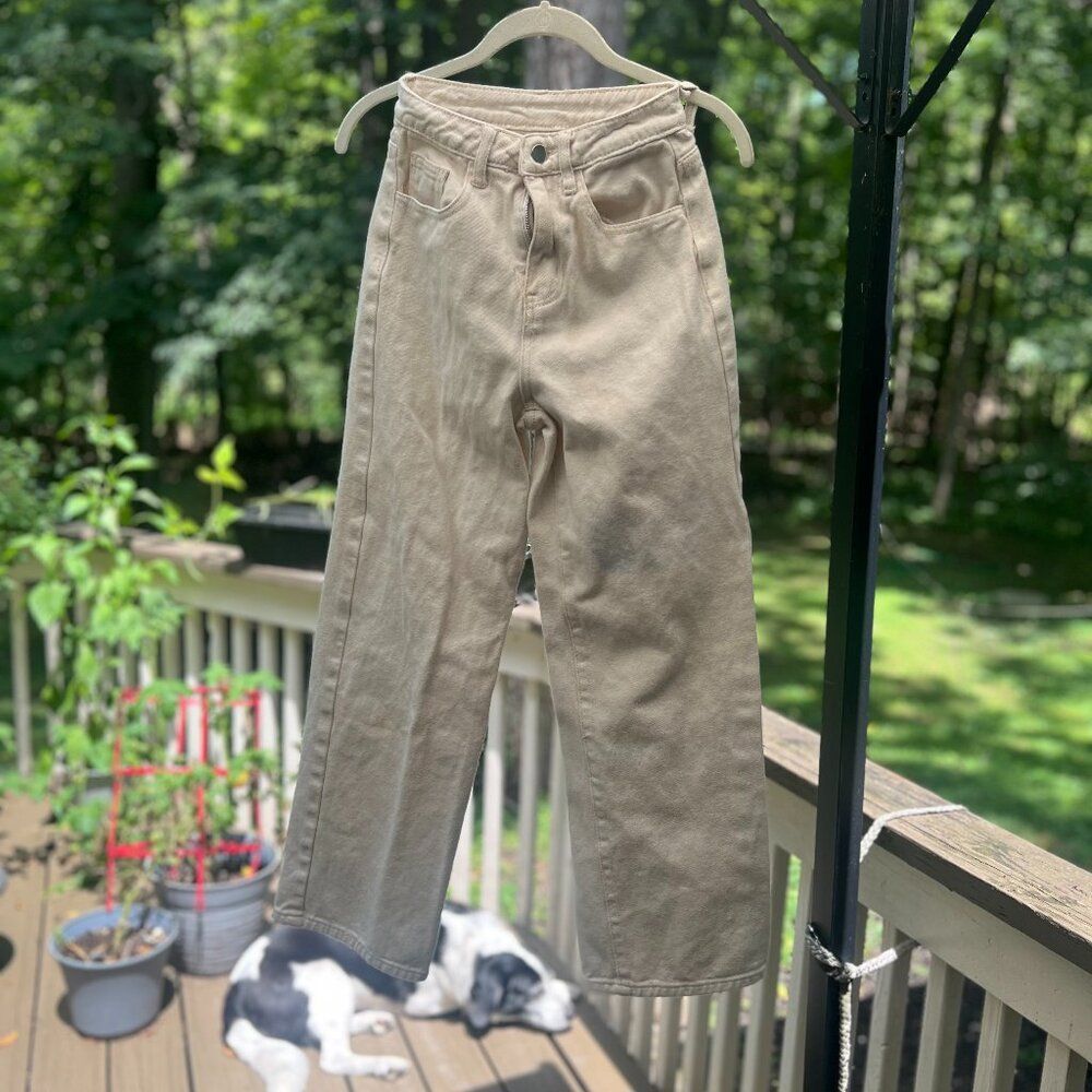 DAZY Women’s High Waist Straight Leg Pants XS Beige